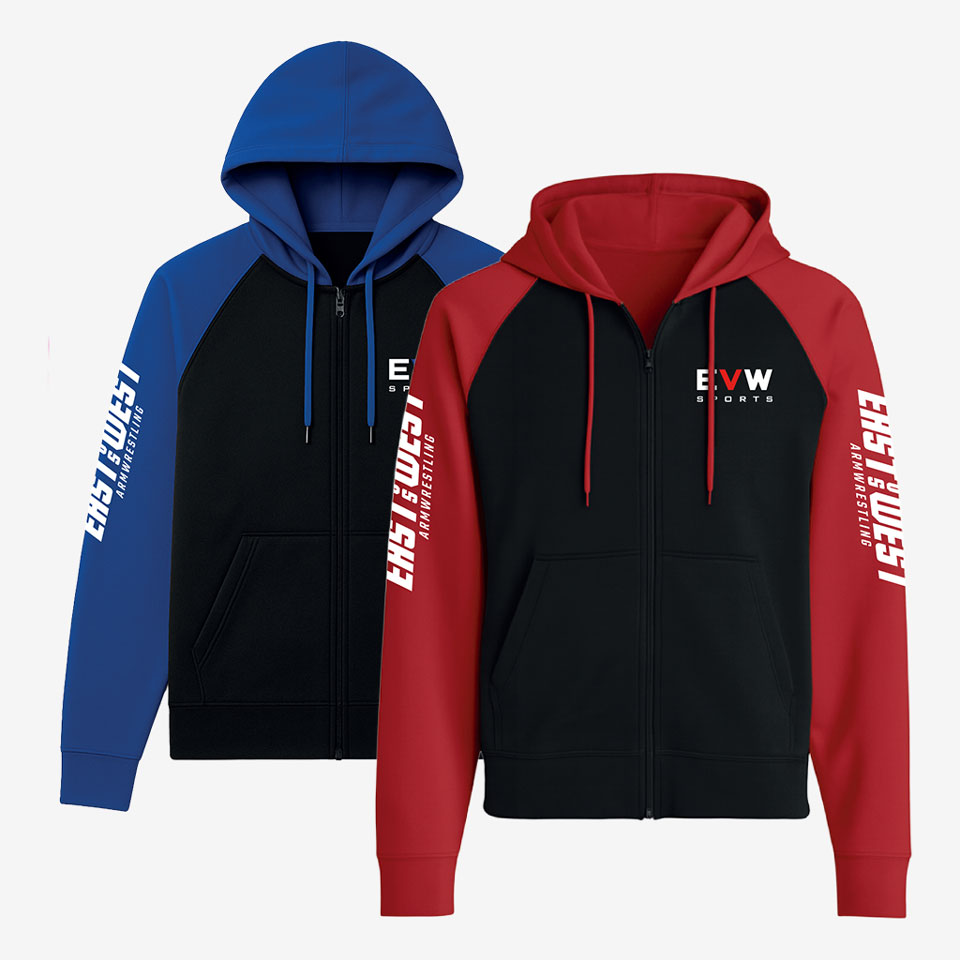 Blue/Red Zip-Up Hoodie
